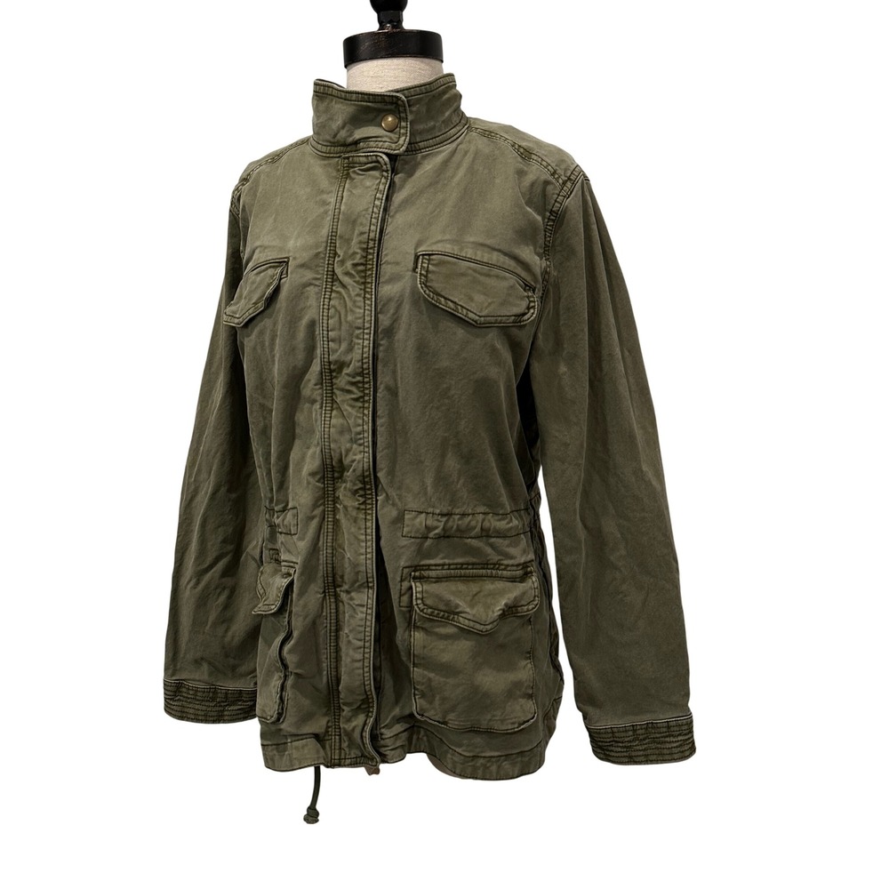 Lucky Brand Women Olive Green Utility Field Jacket Cotton Large Gorpcore Granola